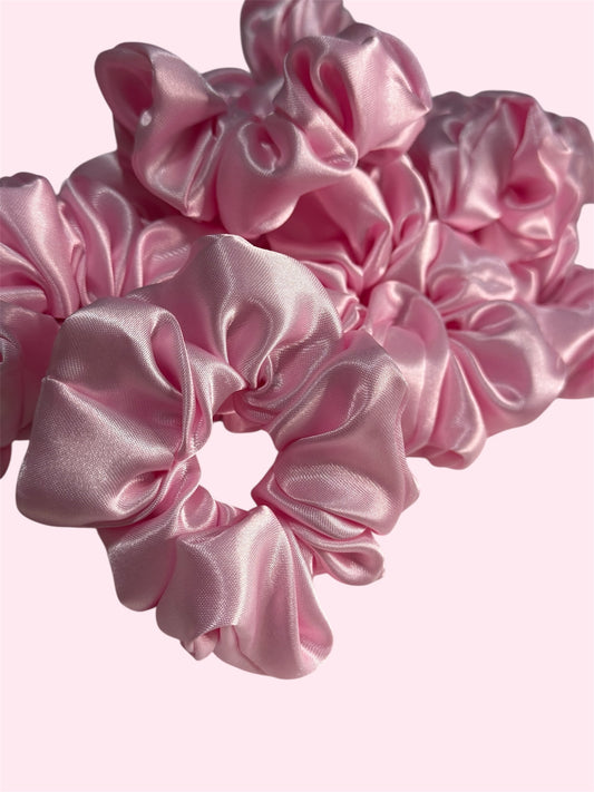 Pink Satin Hair Scrunchie
